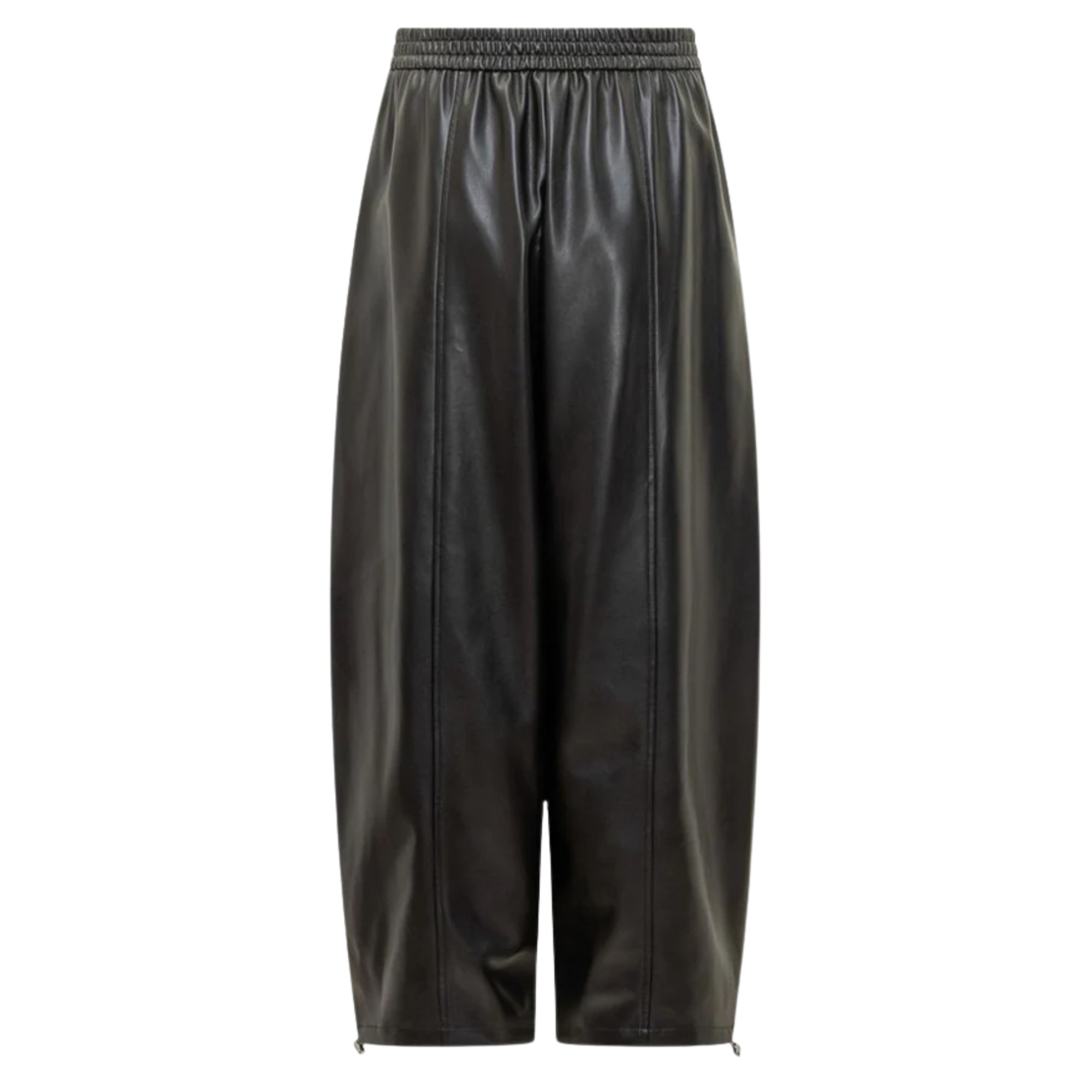 PINKO Odinės kelnės moterims, Juoda, Faux leather balloon trousers 2