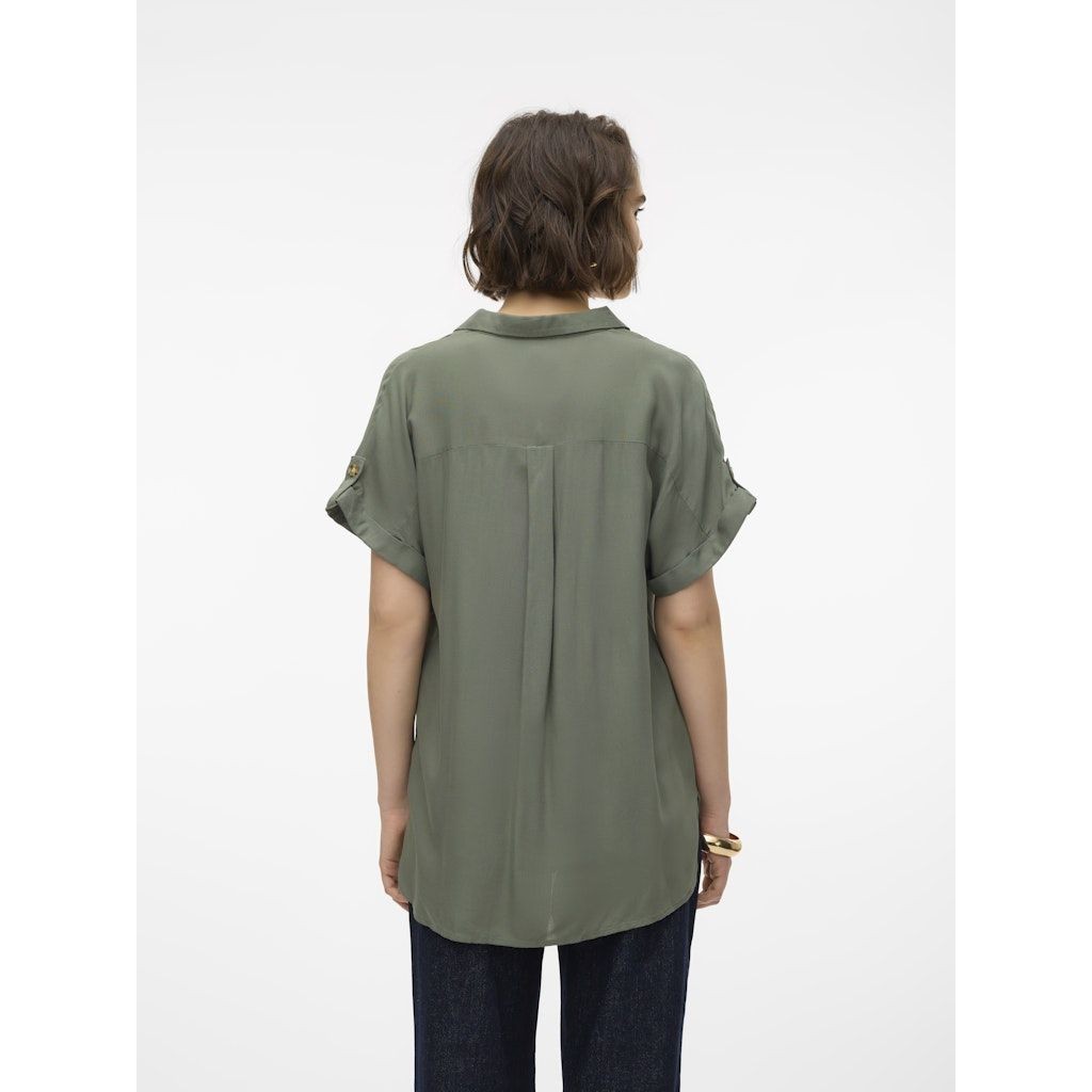 VERO MODA Marškiniai trump. rankovėmis moterims, Chaki, Bumpy shirs 6