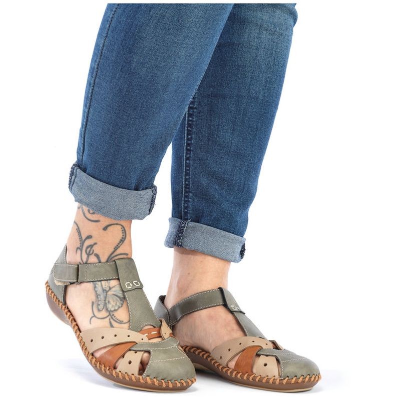 RIEKER Basutės moterims, Žalia, SANDALS 2