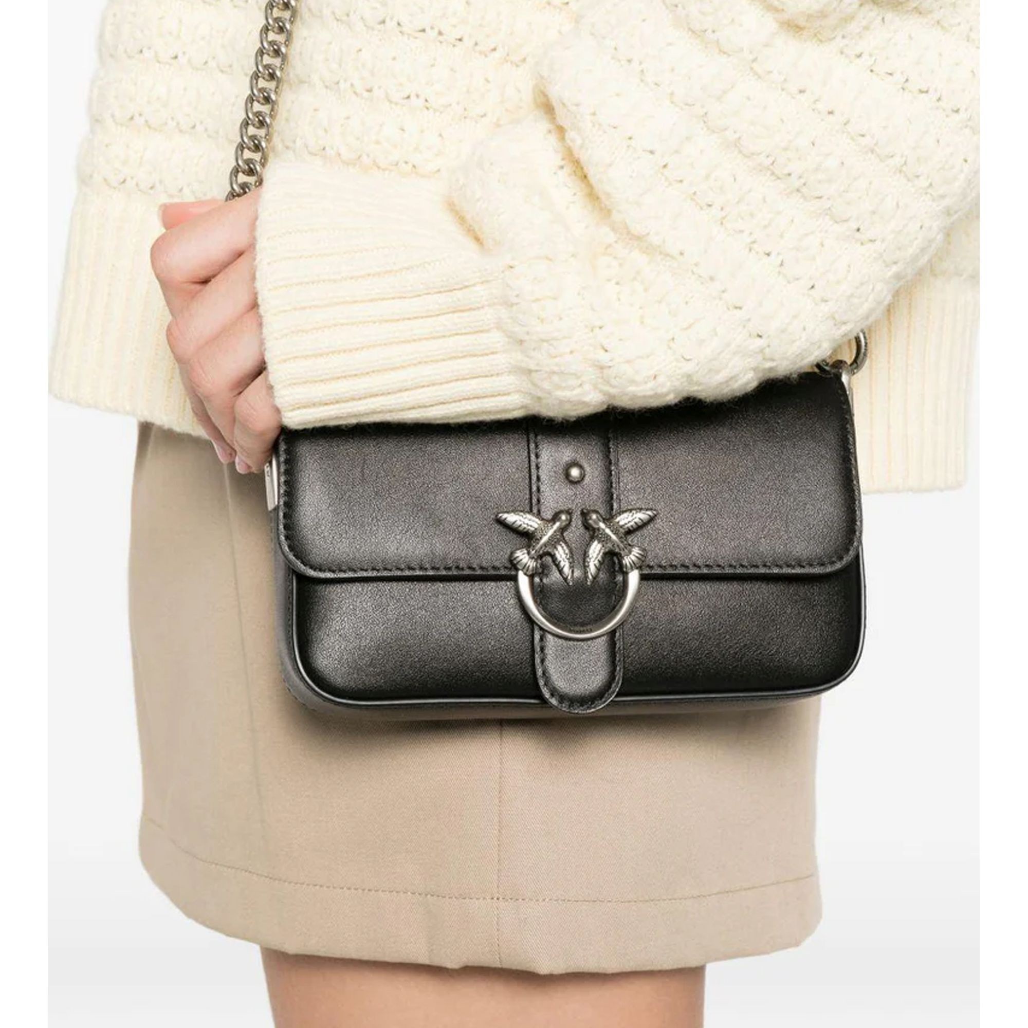 PINKO Rankinė per petį moterims, Juoda, Love one slouchy baby 3