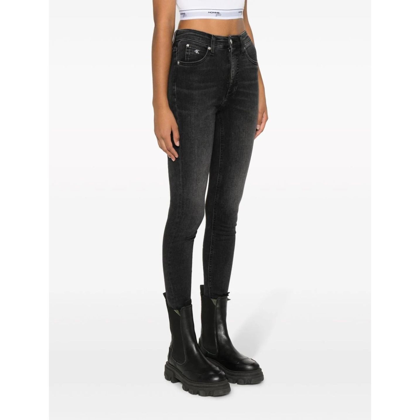 CALVIN KLEIN JEANS Aptempti džinsai moterims, Juoda, High rise super skinny ankle 3