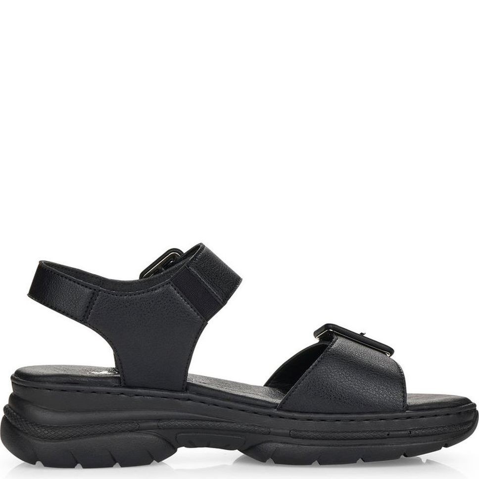 RIEKER Basutės moterims, Juoda, SANDALS 3