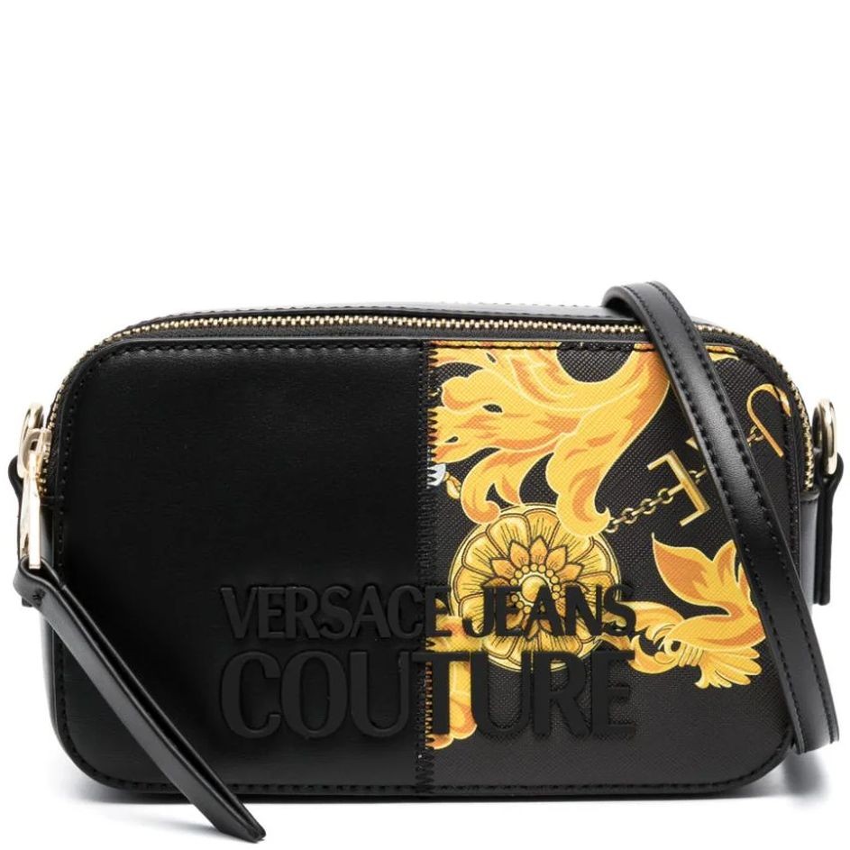 VERSACE JEANS CUTURE Rankinė per petį moterims, BLACK/GOLD, Rock cut  crossbody 1