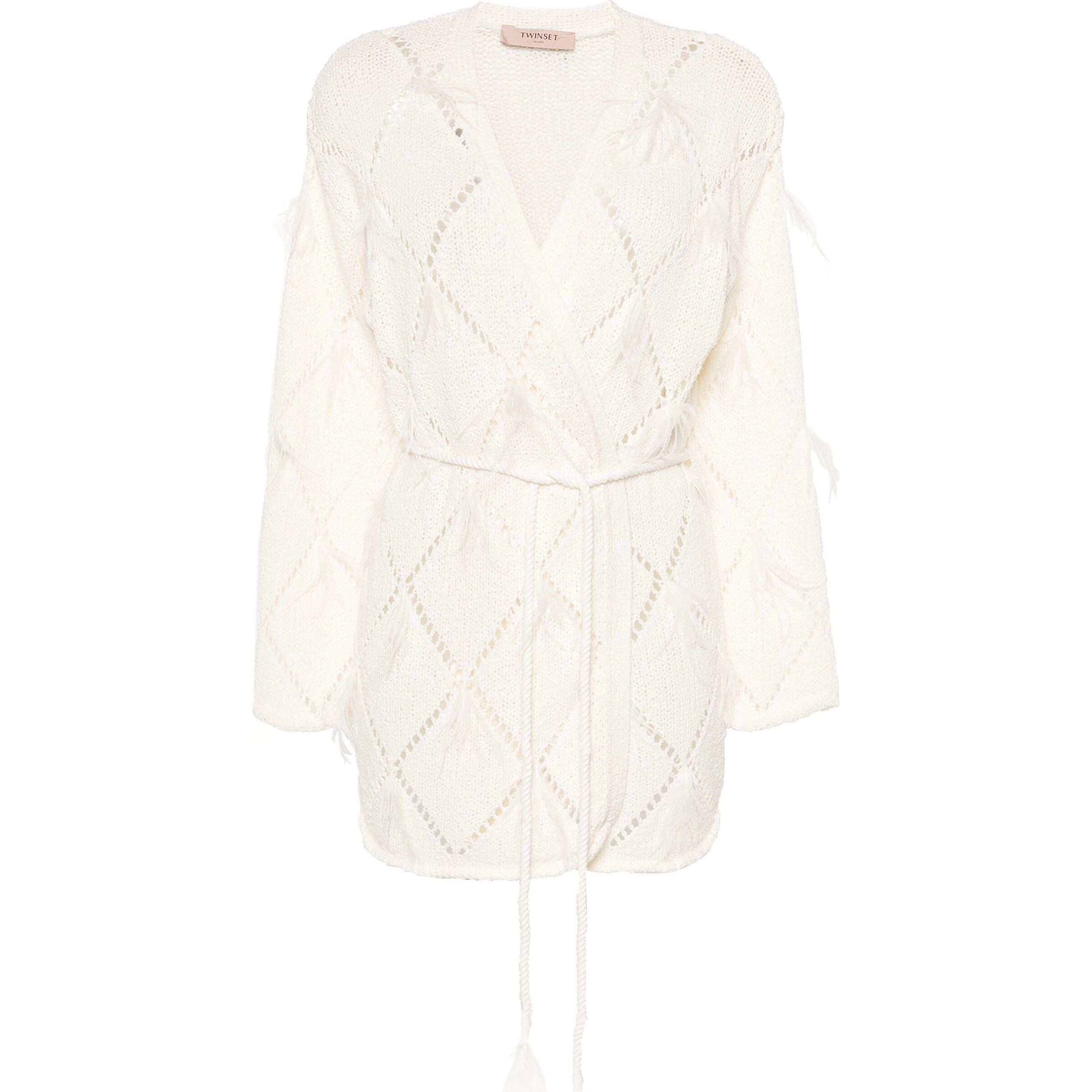 TWINSET Kardiganas moterims, Mėlyna, Diamond-pattern cardigan