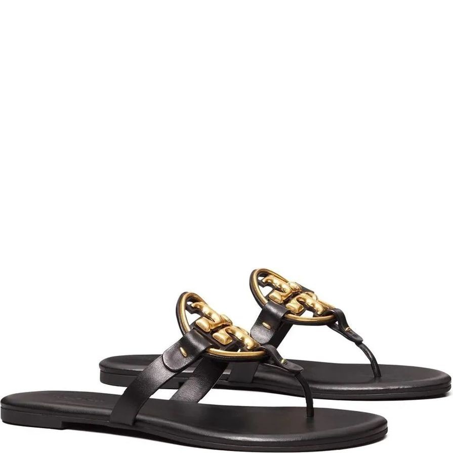 TORY BURCH Basutės moterims, Juoda, Metal miller soft sandals 1