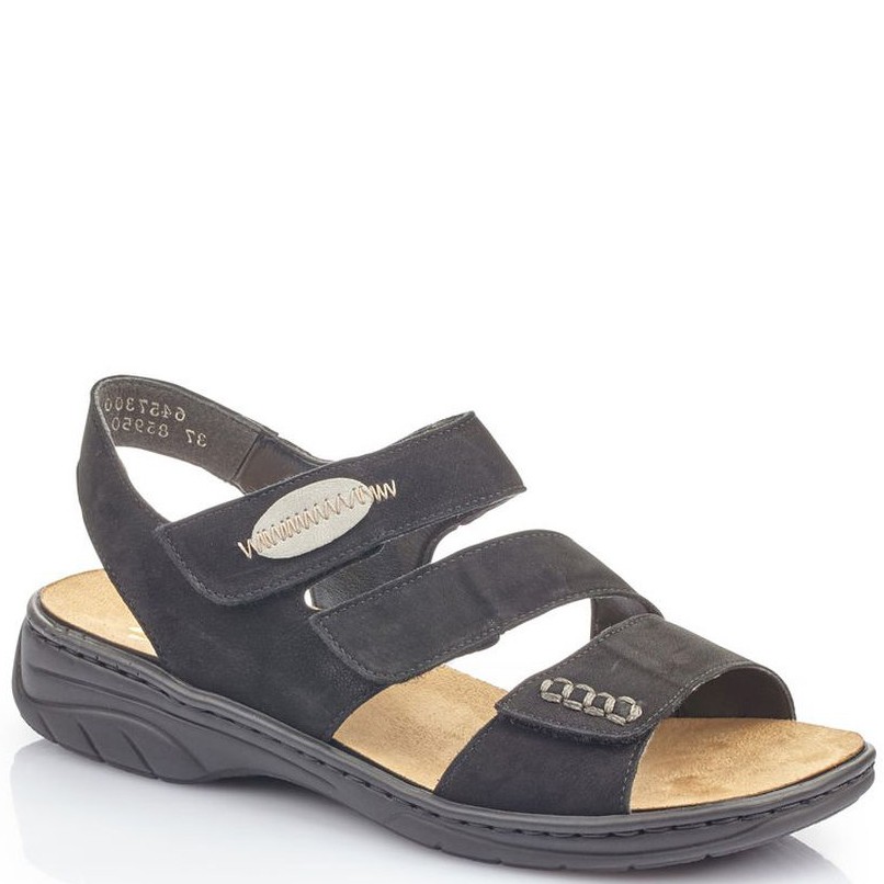 RIEKER Basutės moterims, Juoda, SANDALS 1