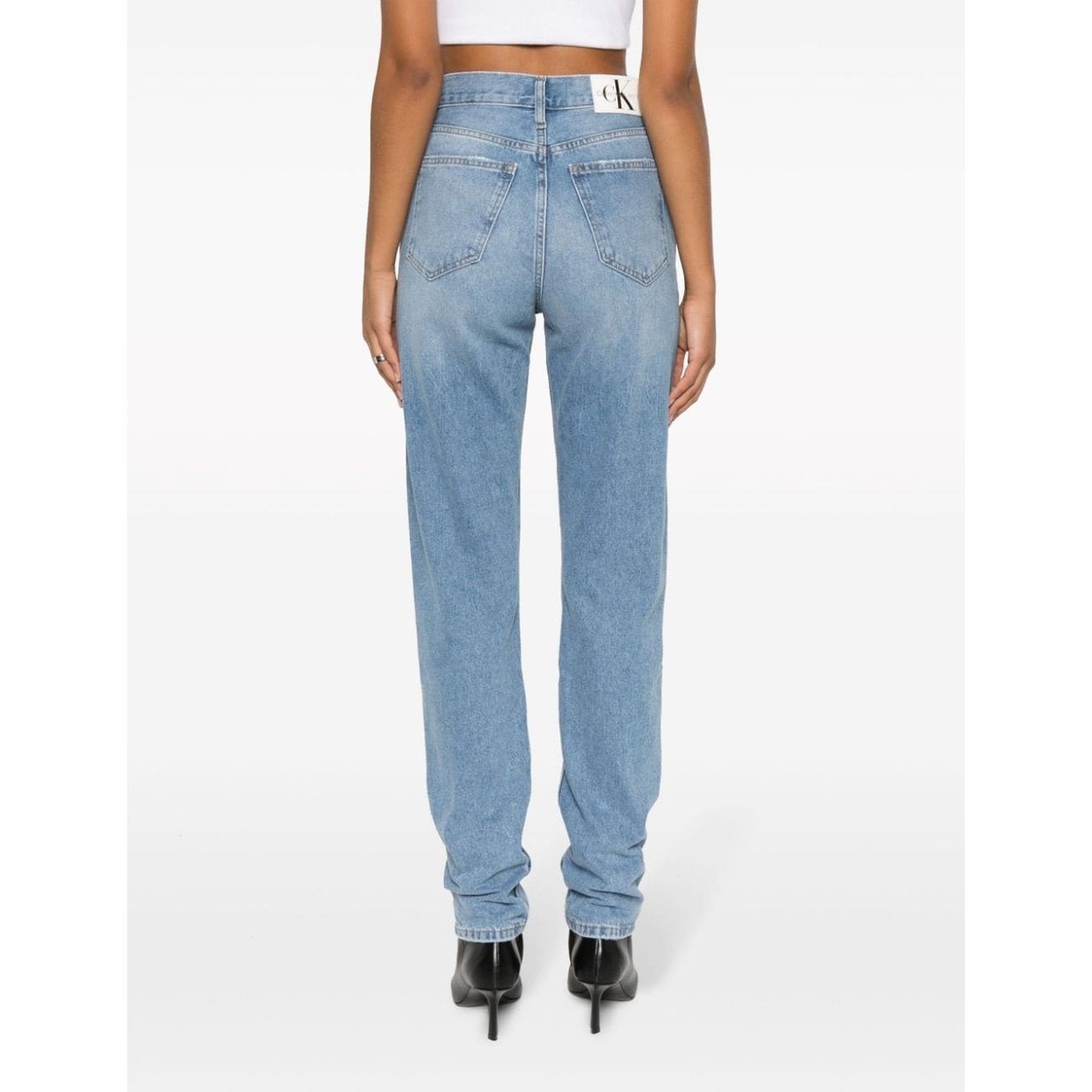 CALVIN KLEIN JEANS Tiesūs džinsai -moterims, Mėlyna, Authentic slim straight 4