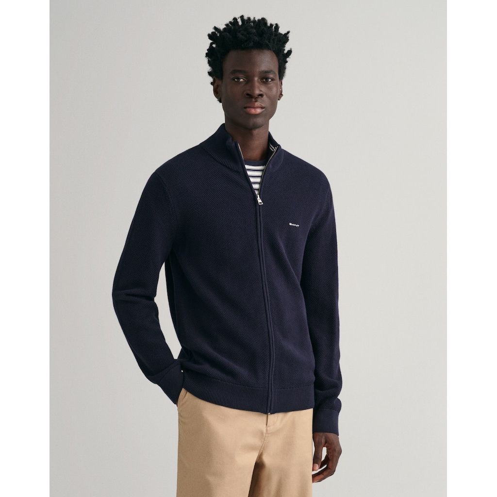 GANT Kardiganas vyrams, Mėlyna, COTTON PIQUE ZIP 3