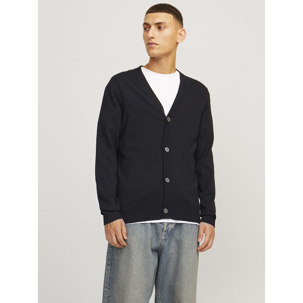JACK & JONES Kardiganas vyrams, Juoda, Emil knit button cardigan 7