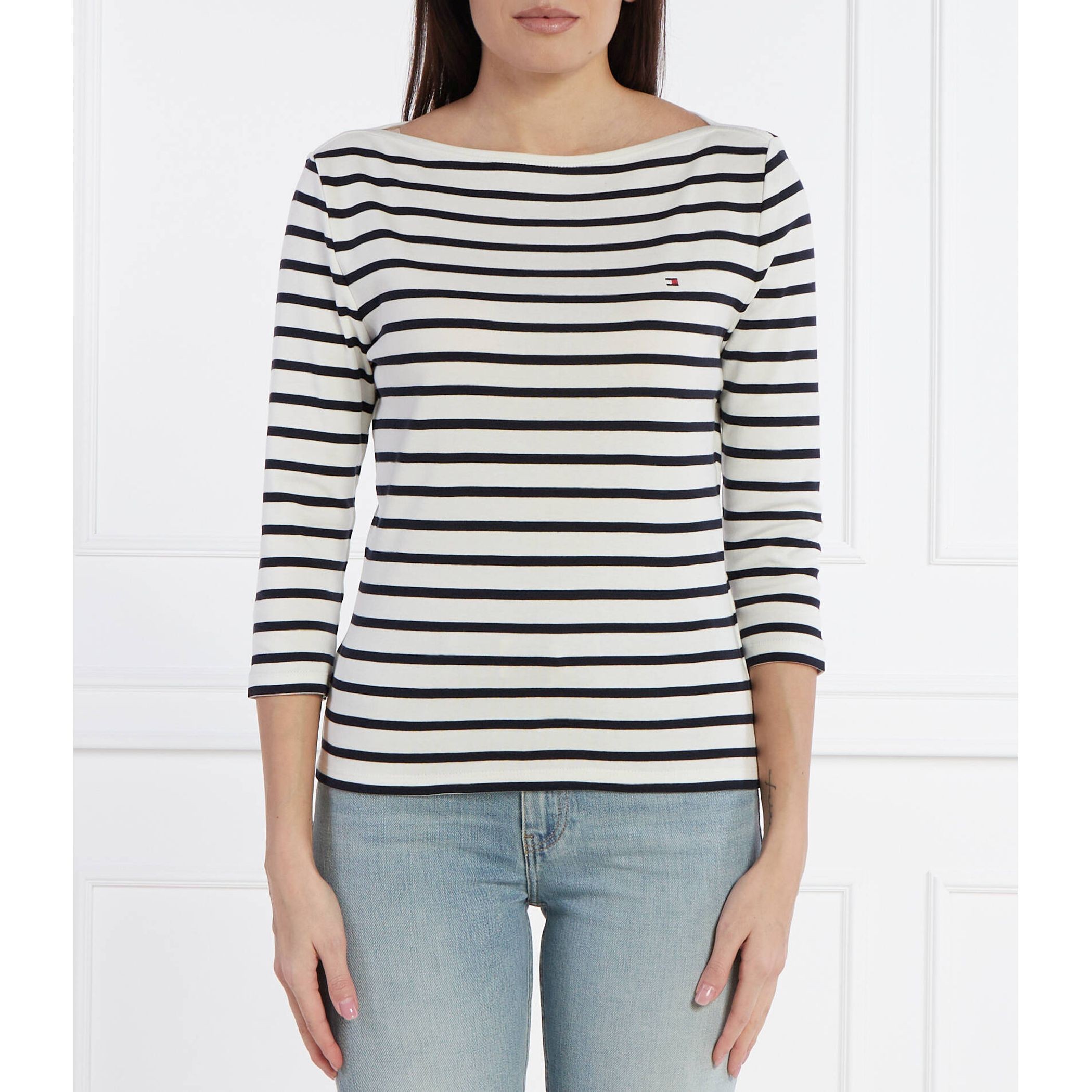 TOMMY HILFIGER Marškinėliai ilgom. rankovėmis moterims, Balta, New cody slim boat-nk 3/4slv 2