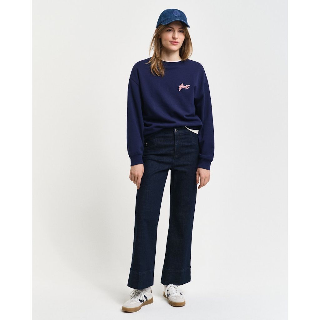 GANT Kelnės moterims, Mėlyna, Cropped creased denim jeans 2