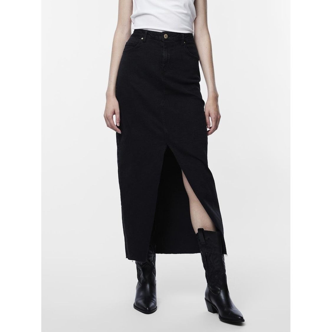 PIECES Midi sijonas moterims, Juoda, PCJESSIE HW ANKLE 3