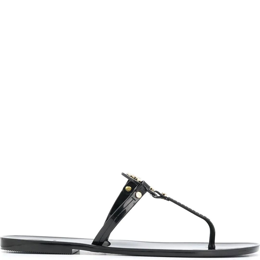 TORY BURCH Pliažo šlepetės per pirštą moterims, Juoda, Mini miller flat thong sandals 2