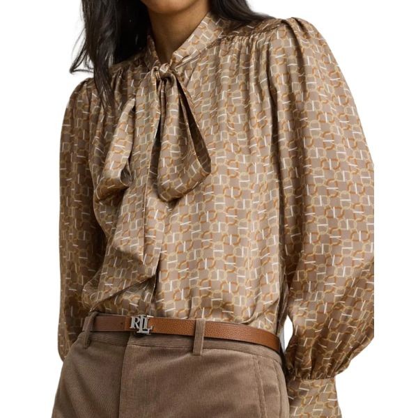 LAUREN RALPH LAUREN Palaidinės moterims, Smėlio, Klaryce long sleeve blouse 2