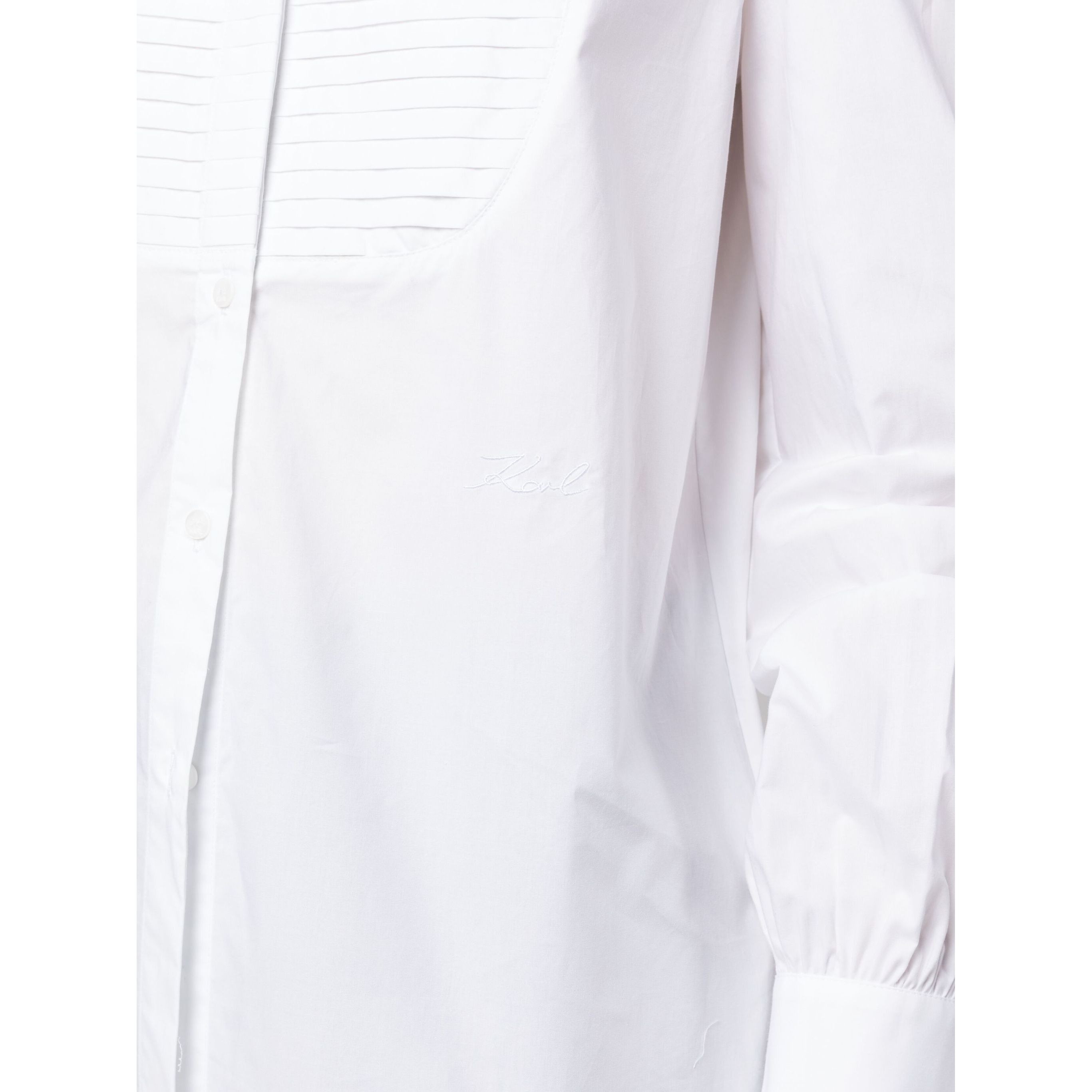 KARL LAGERFELD Marškiniai ilgomis rankovėmis moterims, Balta, Bib shirt monogram necktie 2