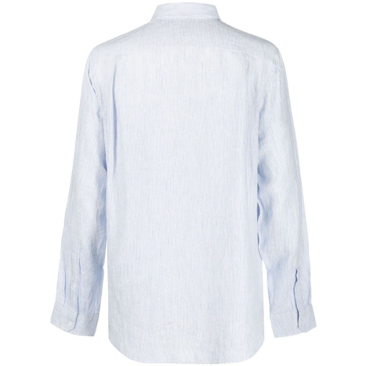 VINCE Marškiniai ilgomis rankovėmis vyrams, Balta, Linen stripe button down 2