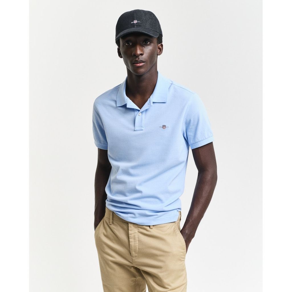 GANT Polo marškiniai trumpos rank. vyrams, Mėlyna, SLIM SHIELD SS PIQUE POLO 2