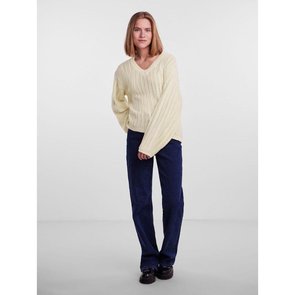 PIECES Megztinis moterims, Kūno, PCJESCA LS V-NECK KN 3