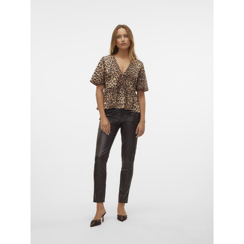 VERO MODA Odinės kelnės moterims, Ruda, Ciff leggings 4