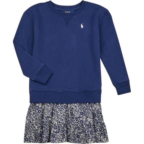 RALPH LAUREN KIDS Midi suknelė mergaitėms, Mėlyna, Long sleeve dress