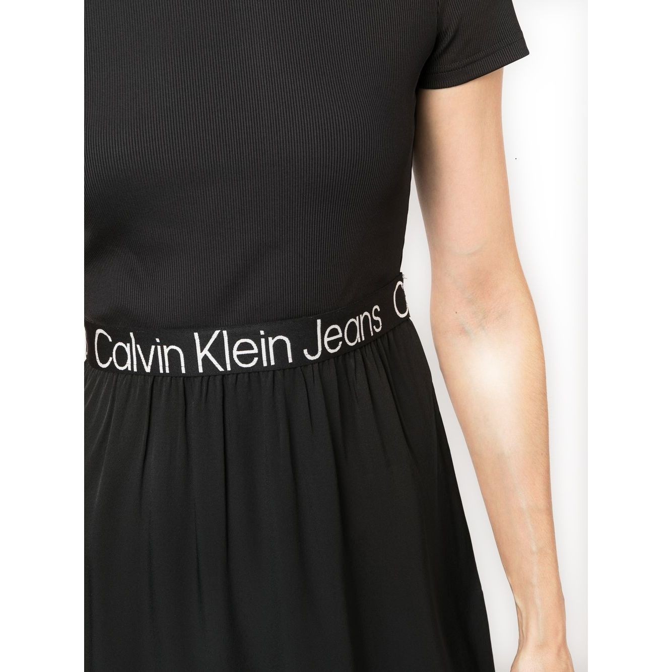 CALVIN KLEIN JEANS Midi suknelė moterims, Juoda, Logo elastic dress 3