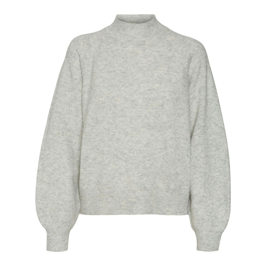 VERO MODA Megztinis su kaklu moterims, Gray, Leaf pullover