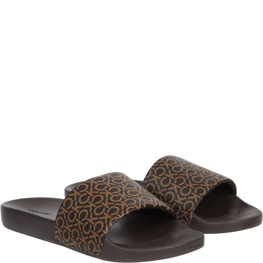 CALVIN KLEIN Šlepetės moterims, Ruda, Pool slide mono 1