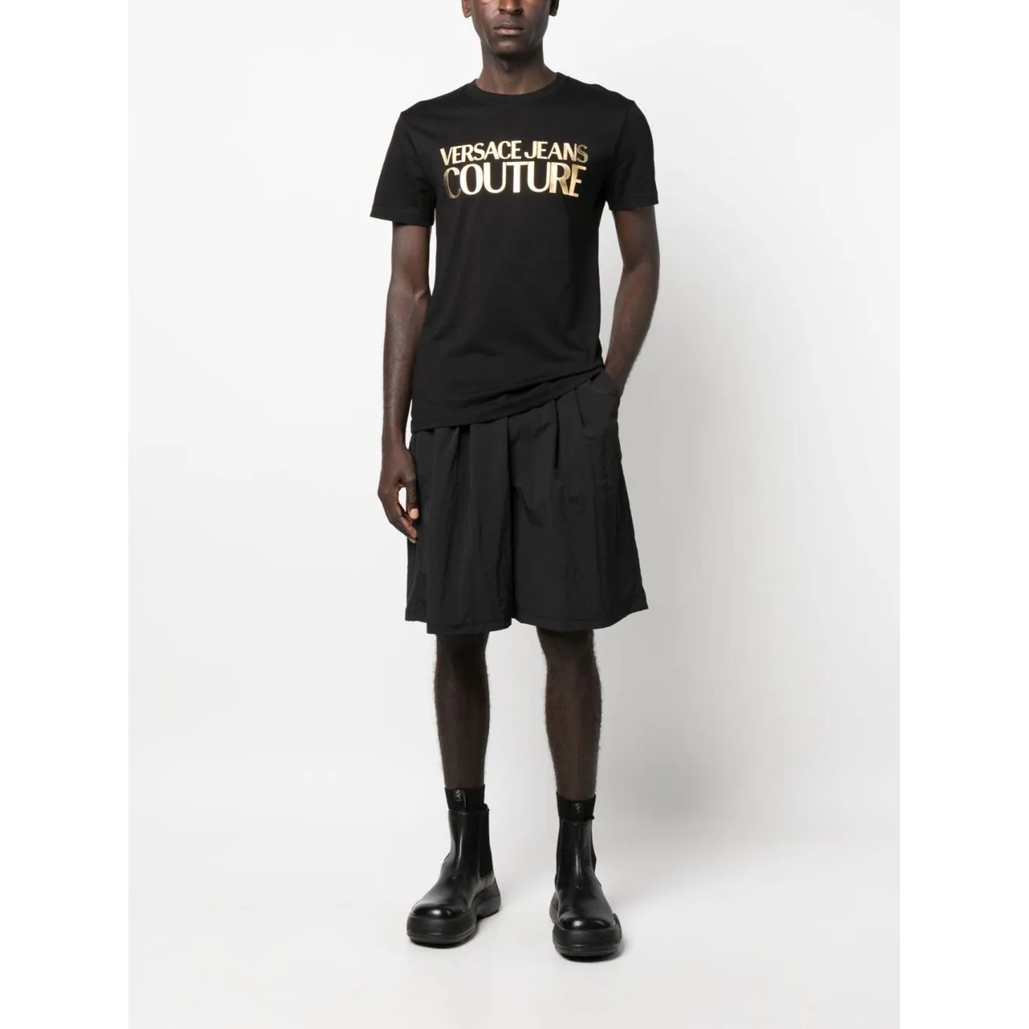 VERSACE JEANS CUTURE Marškinėliai trump. rankovėmis vyrams, Juoda, T-shirt 2