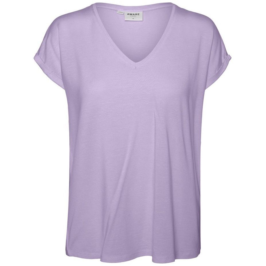 VERO MODA Marškinėliai moterims, Violetinė, VMAVA SS V-NECK 1