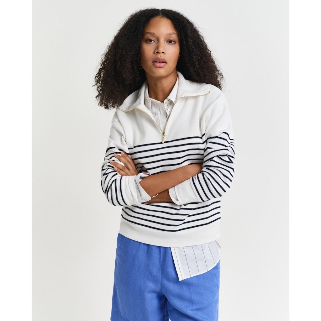 GANT Megztinis moterims, Balta, Breton rib half zip 2