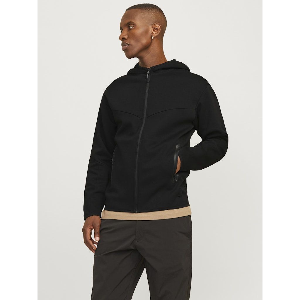 JACK & JONES Lengva striukė vyrams, Juoda, Fusion sweat zip hood 5