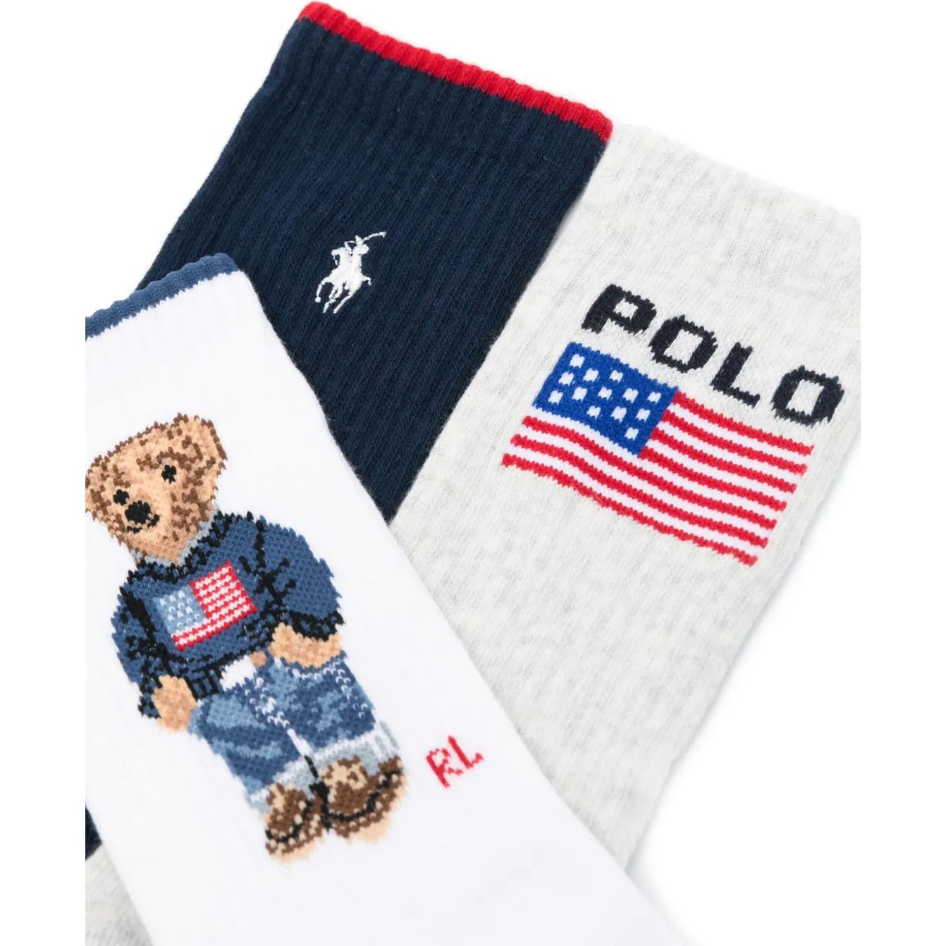 POLO RALPH LAUREN Kojinės moterims, Balta, Cr flg br 3-crew sock-3 pack 2