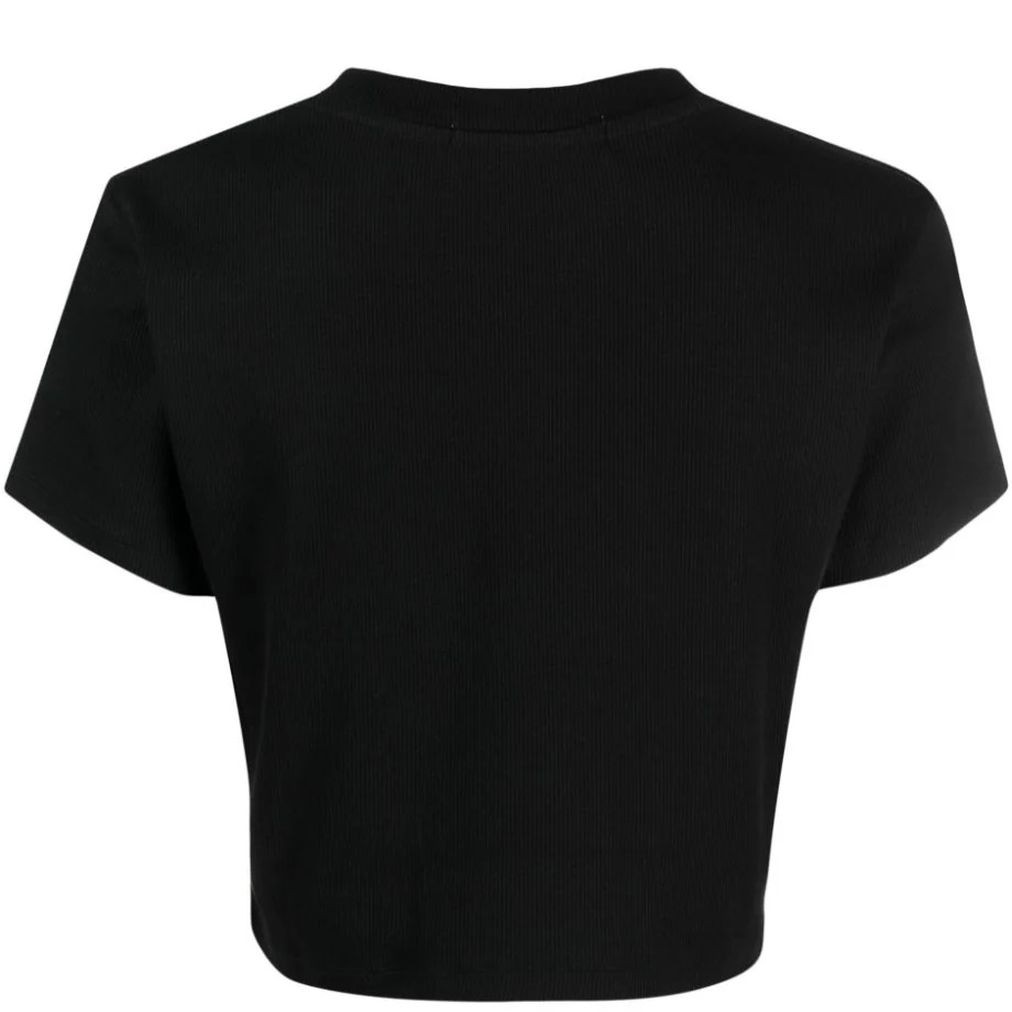 CALVIN KLEIN JEANS Trumpinti marškinėliai moterims, Juoda, Badge rib short sleeve tee 2