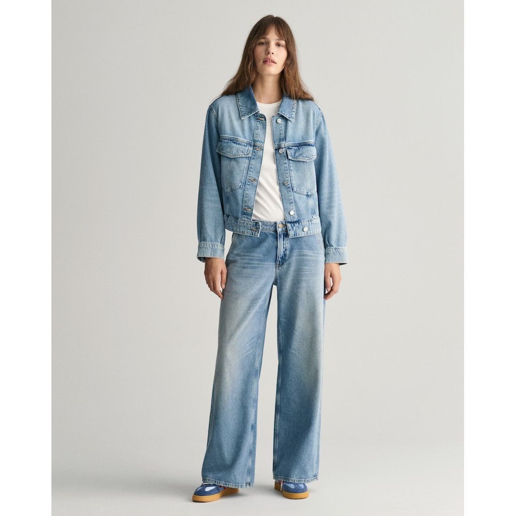 GANT Striukė moterims, Mėlyna, CROPPED DENIM JACKET 5