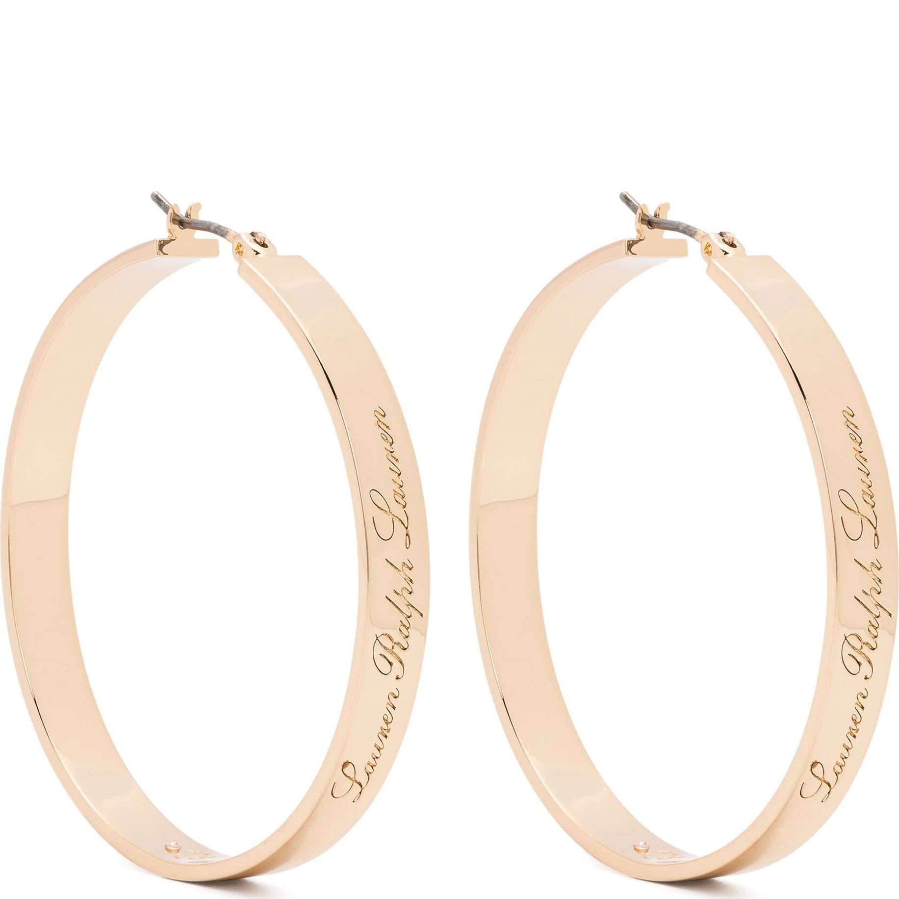 RALPH LAUREN Auskarai moterims, Auksinė, Pe 45mm script logo hoop 1