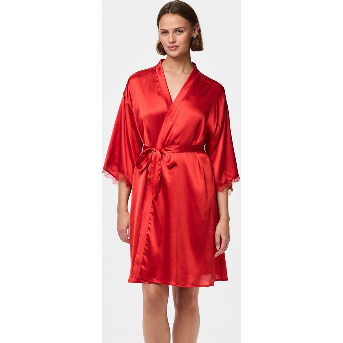PIECES Chalatas moterims, Raudona, Anovi satin night kimono 5