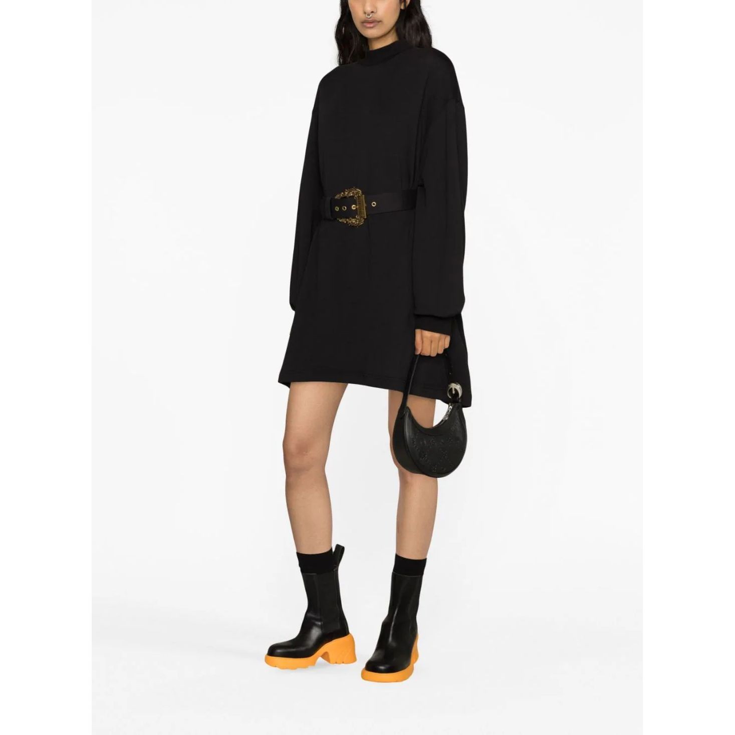 VERSACE JEANS CUTURE Mini suknelė moterims, Juoda, Light soft dress 3