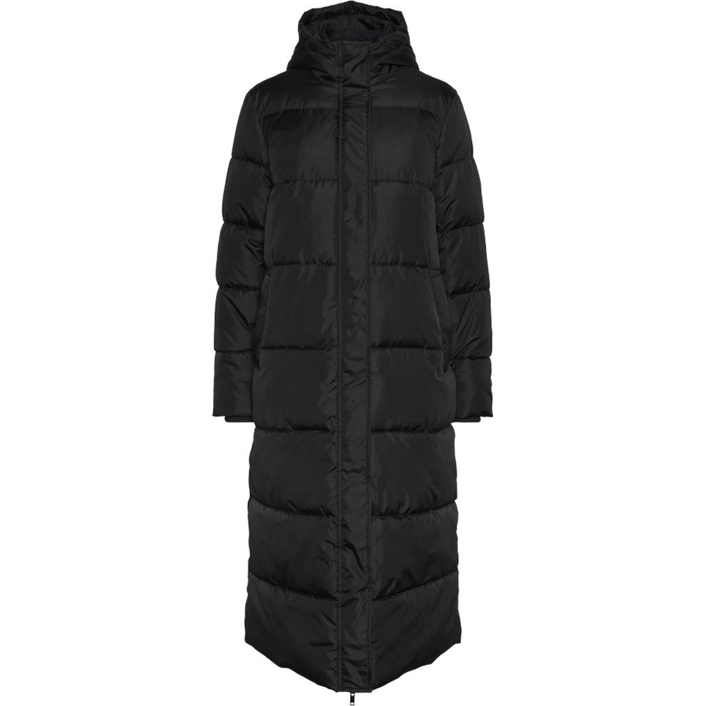 PIECES Pūkinis paltas moterims, Juoda, Maddie long puffer jacket 1