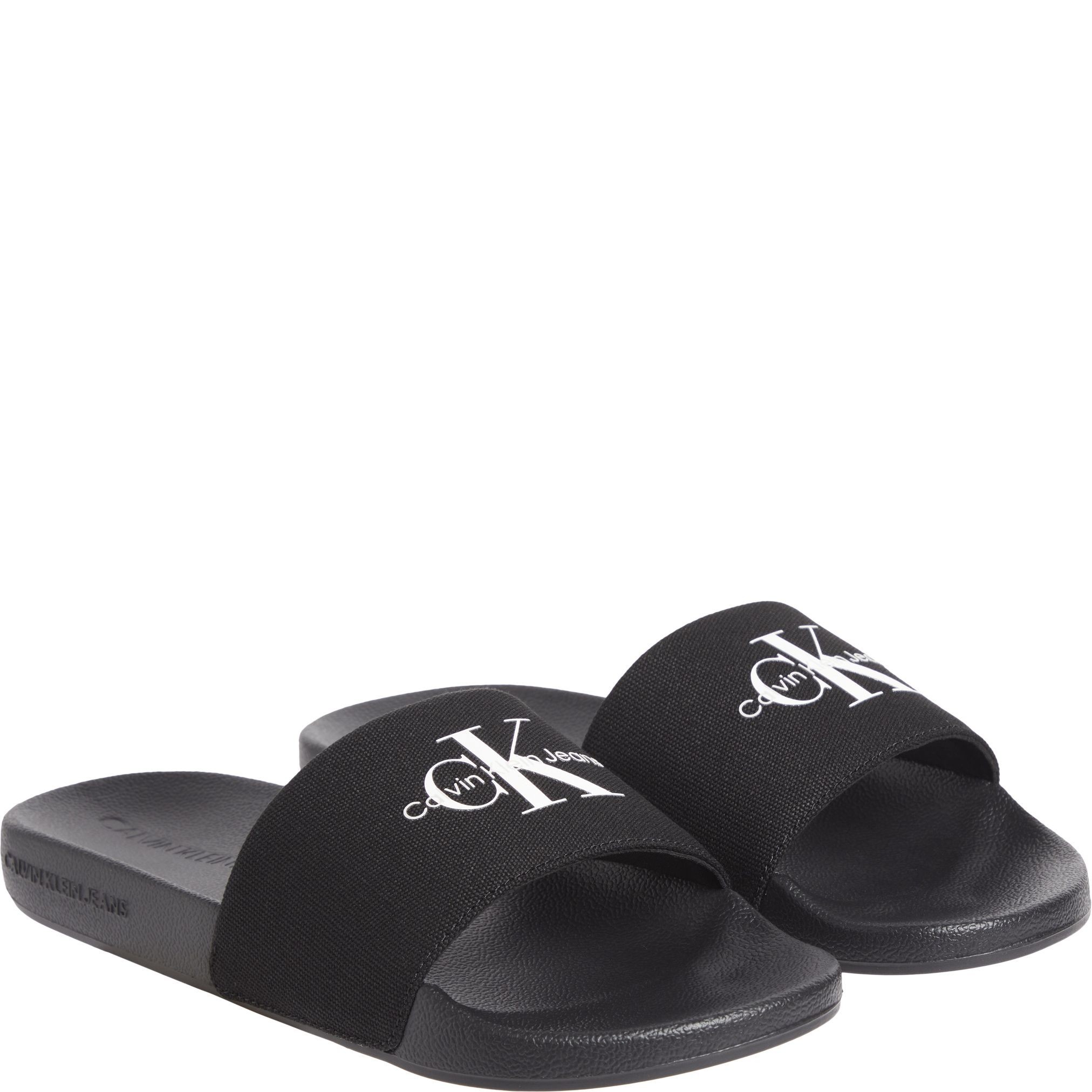 CALVIN KLEIN JEANS Guminės šlepetės moterims, Juoda, Slide monogram 1