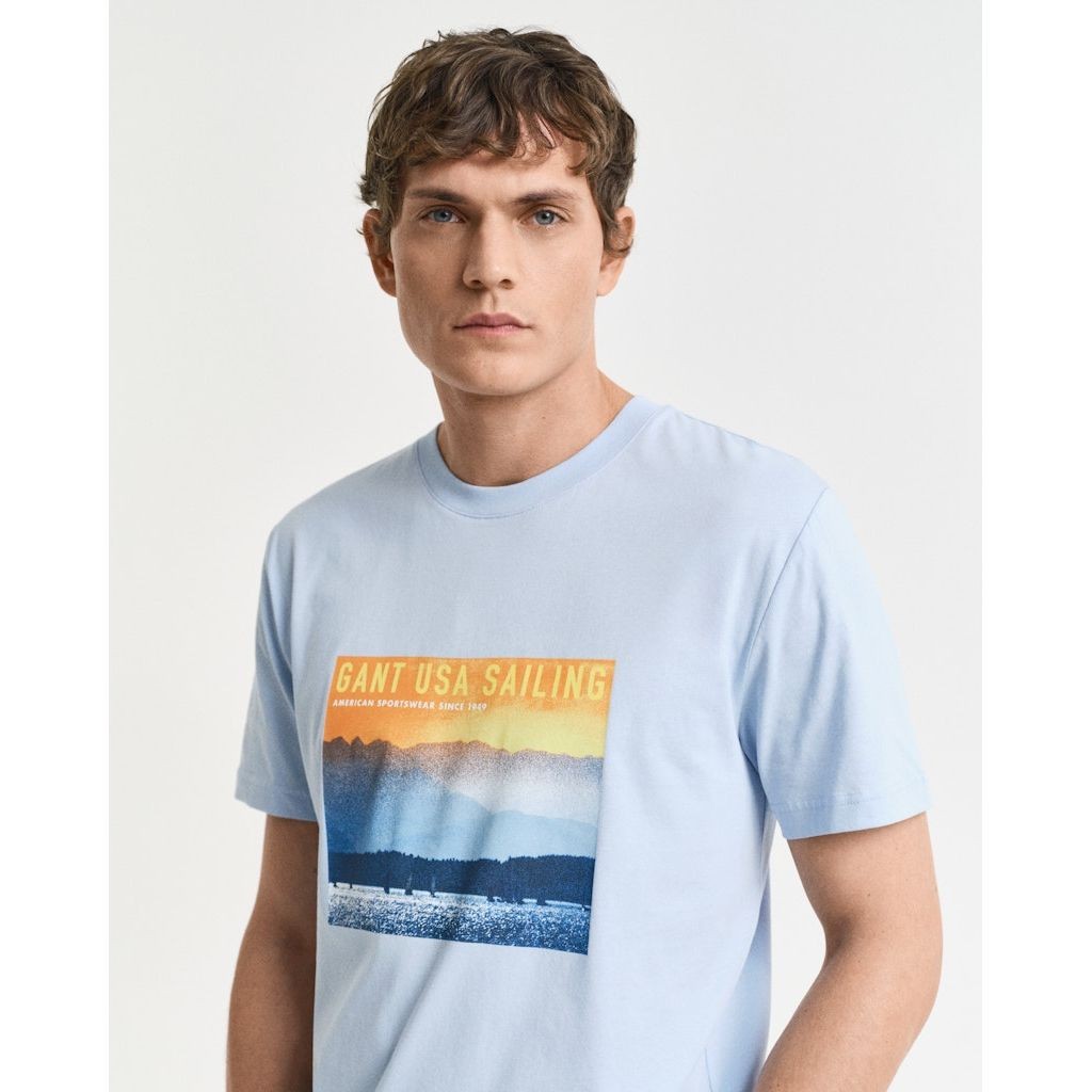 GANT Marškinėliai trump. rankovėmis vyrams, Mėlyna, Placed graphic t-shirt 4