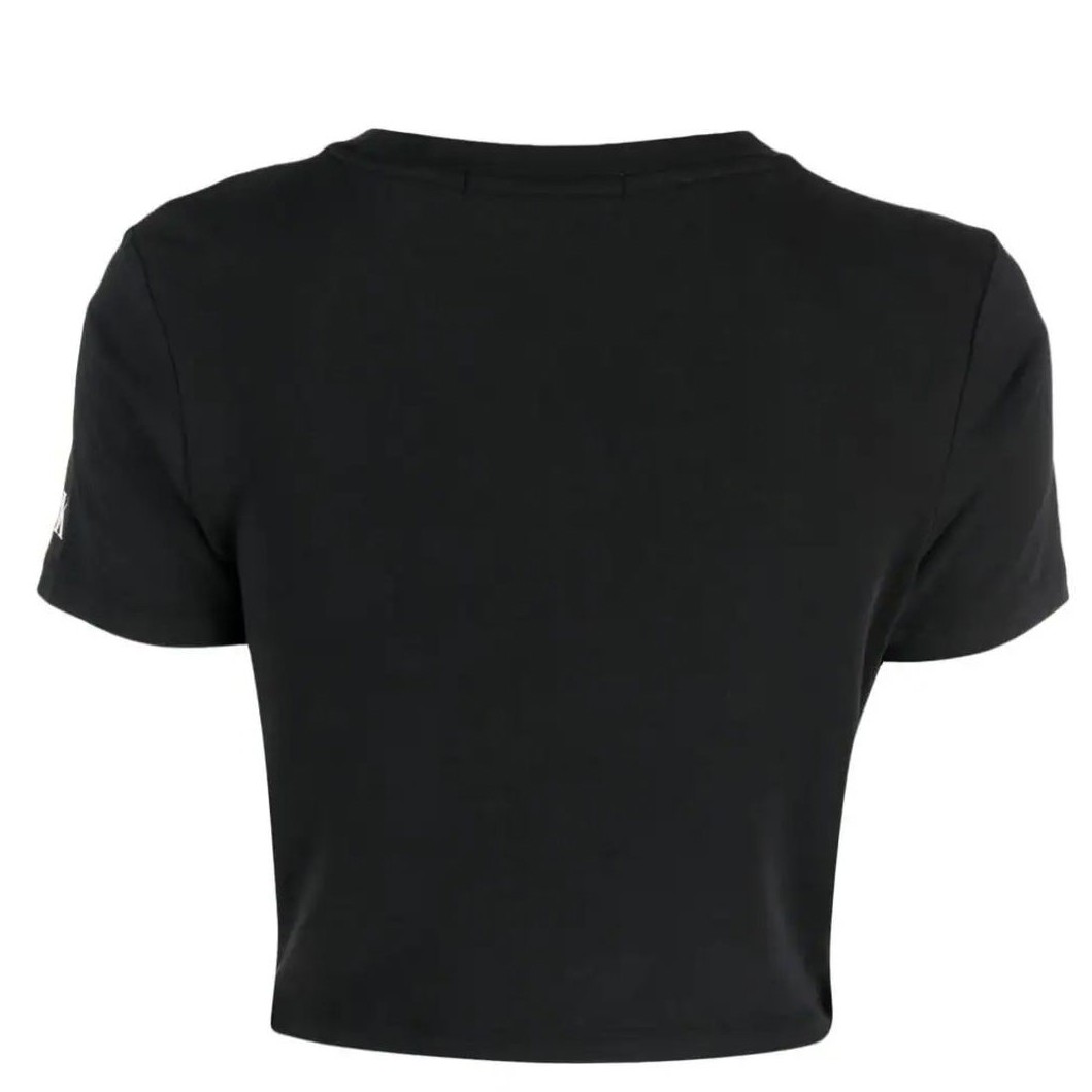 CALVIN KLEIN JEANS Trumpinti marškinėliai moterims, Juoda, Twisted cropped top 2