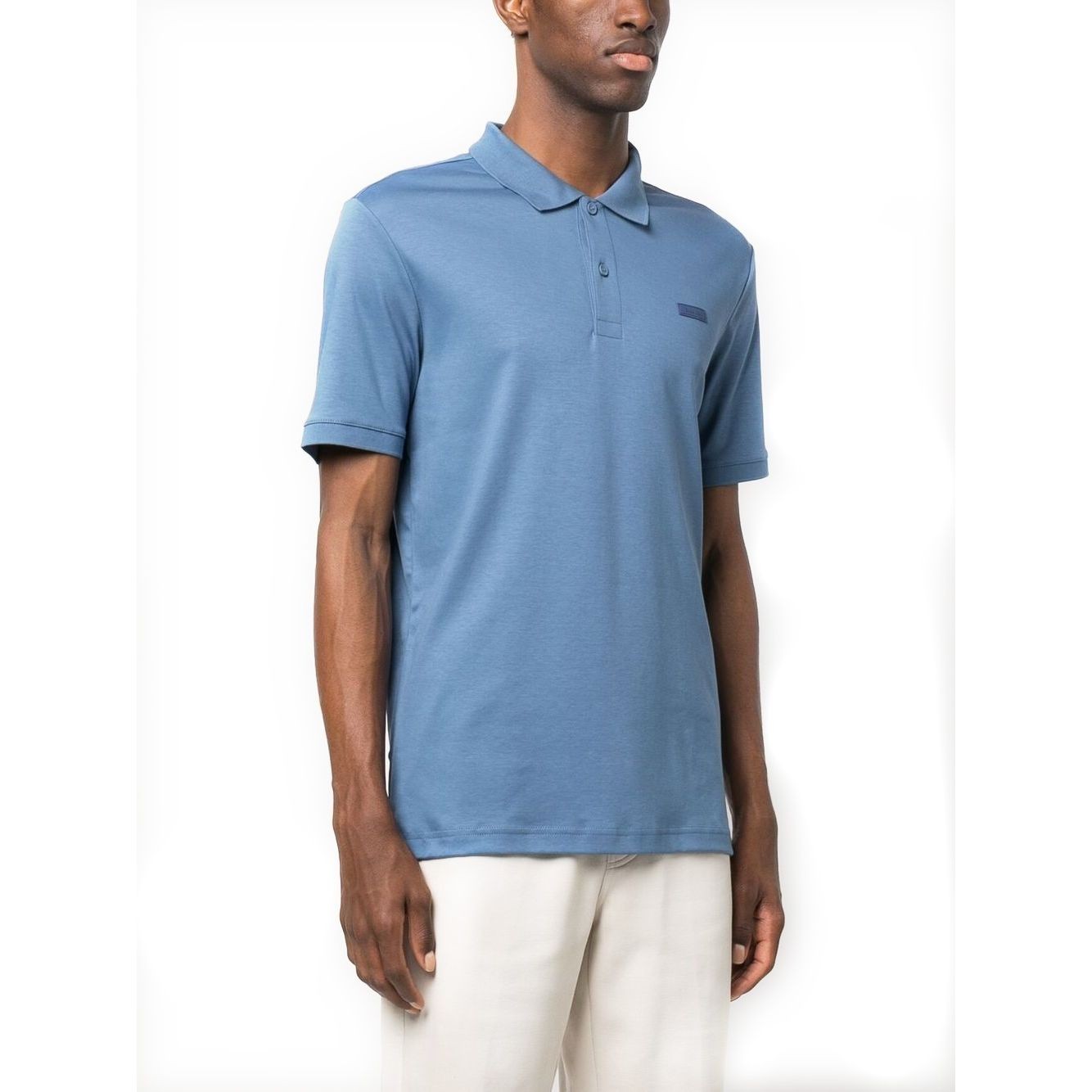 CALVIN KLEIN Polo marškiniai trumpos rank. vyrams, Mėlyna, Smooth cotton  slim polo 2