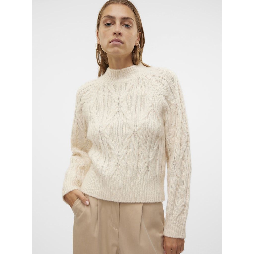 VERO MODA Megztinis su kaklu moterims, Smėlio, Baily highneck pullover 6