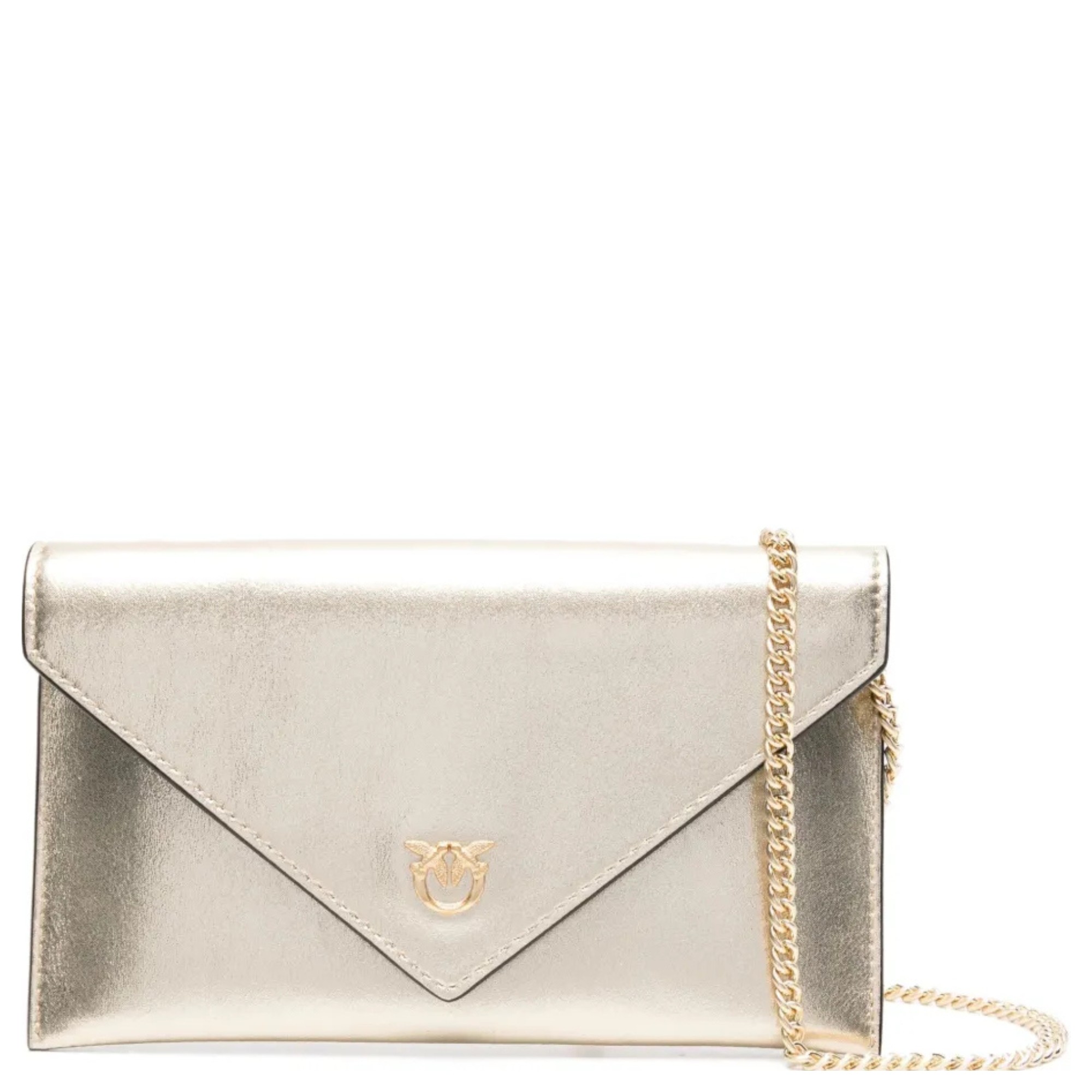 PINKO Rankinė per petį moterims, Auksinė, Flat purse mini metallic suede 1