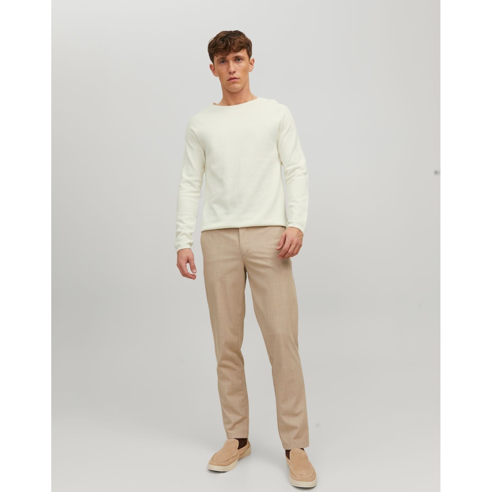 JACK & JONES Kampsun mehed, Cloud Dancer, JJEHILL KNIT CREW NE 7