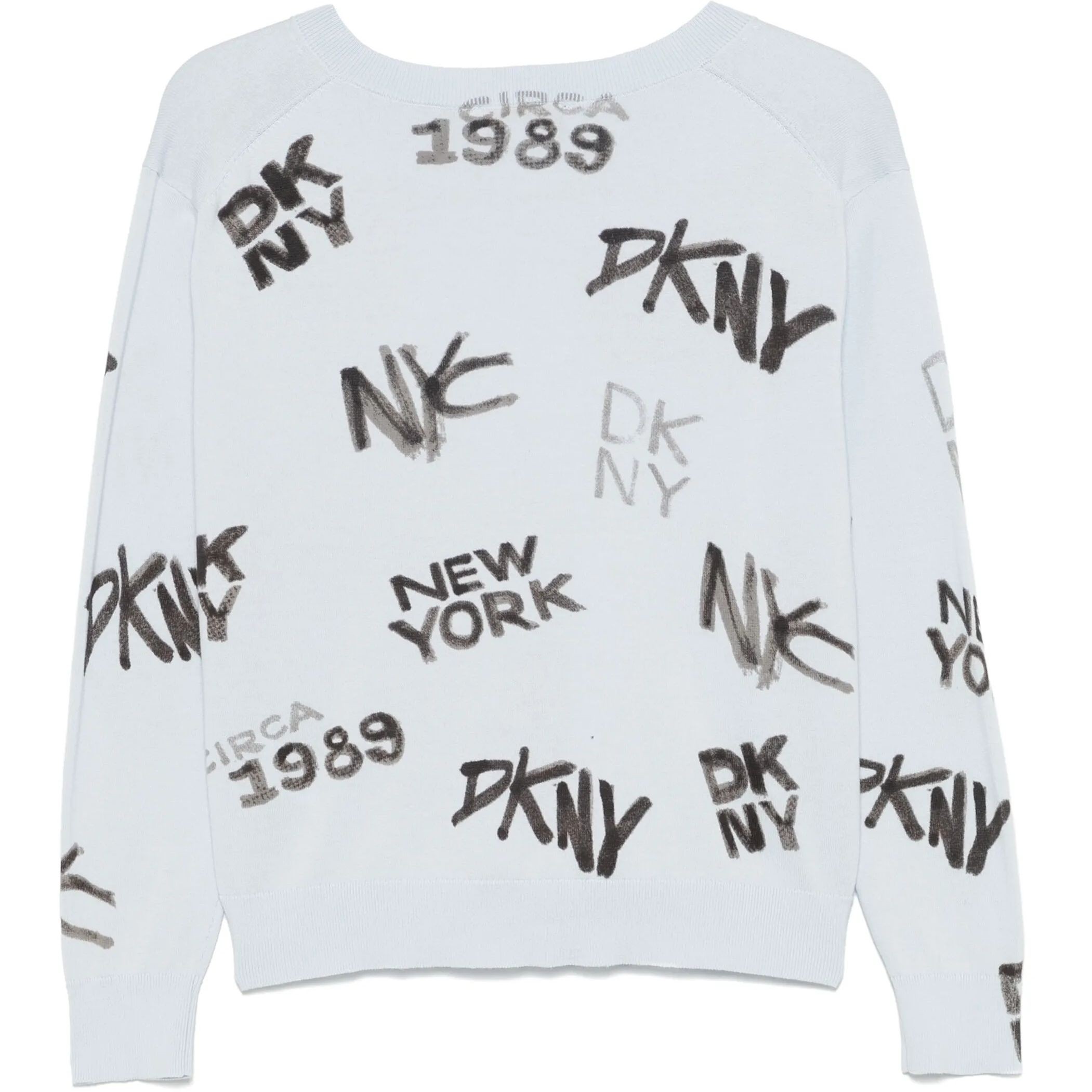 DKNY Megztinis moterims, Mėlyna, Logo printed v neck 2