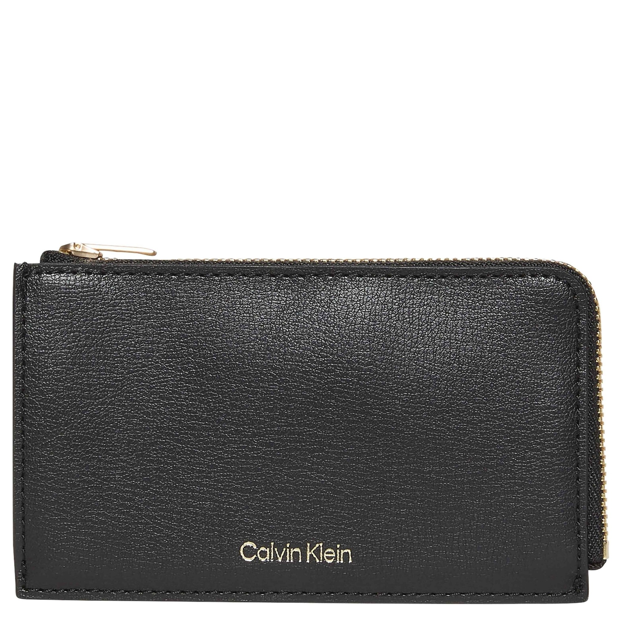 CALVIN KLEIN Piniginė moterims, Juoda, foil logo top zip cardcase 1