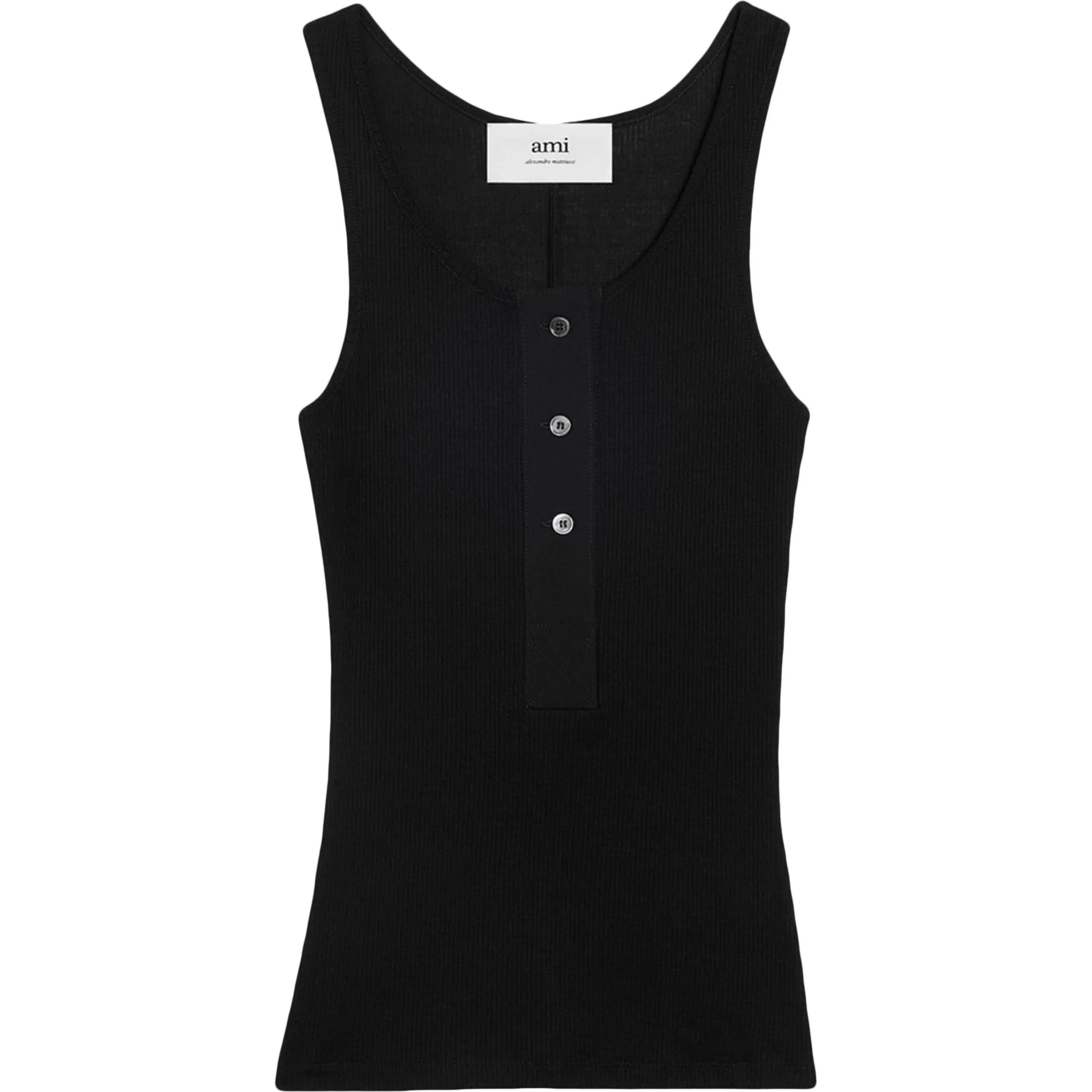 AMI PARIS Marškiniai be rankovių moterims, Juoda, Tanktop