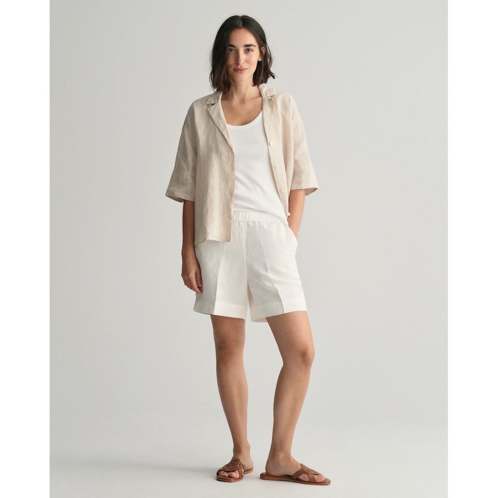 GANT Šortai moterims, Geltona, REL LINEN BLEND PULL ON SHORTS 2
