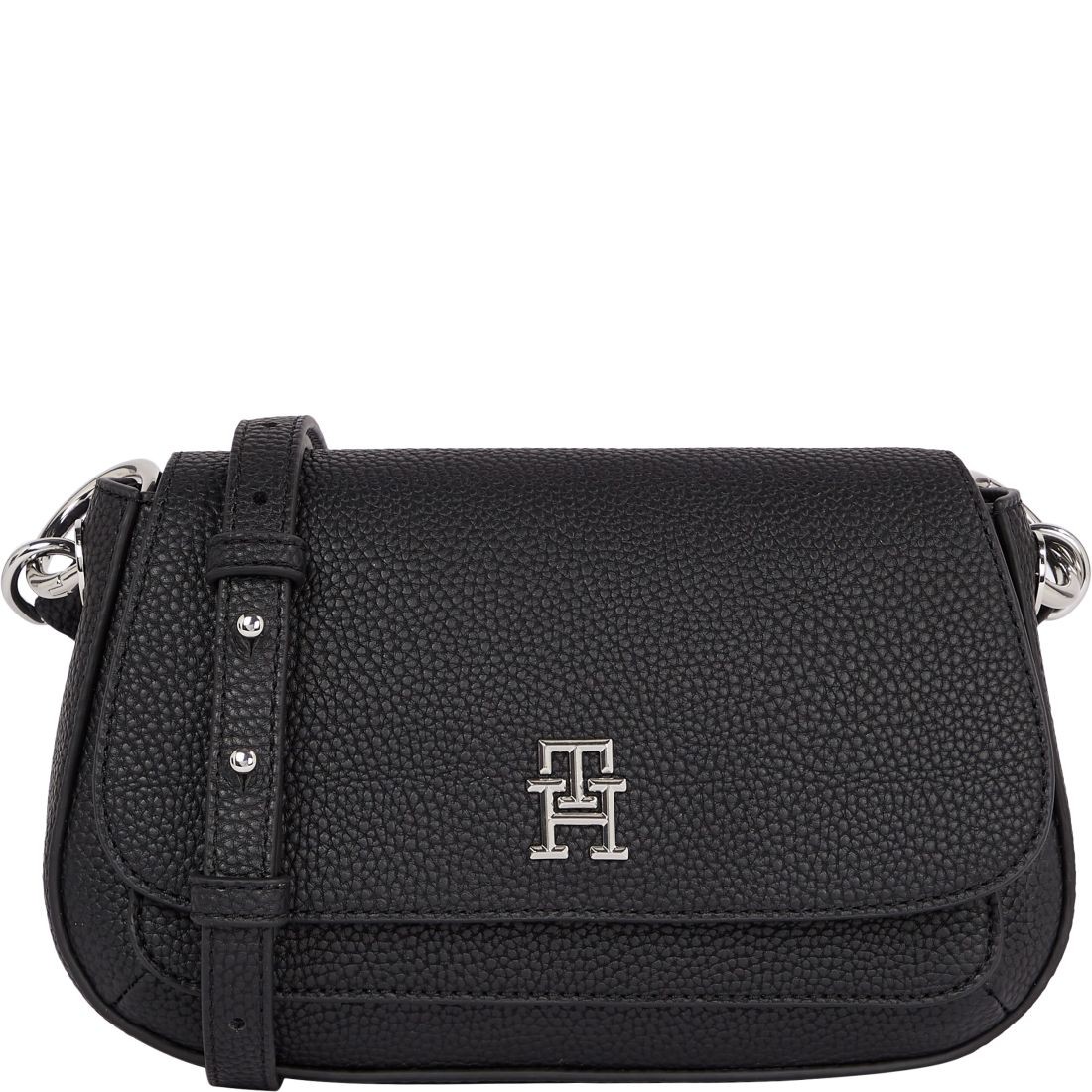 TOMMY HILFIGER Rankinė per petį moterims, Juoda, Emblem flap crossover 1